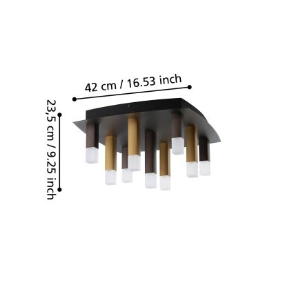 Eglo - LED Dimbar taklampa 9xLED/3,1W/230V 3000K antracit/guld