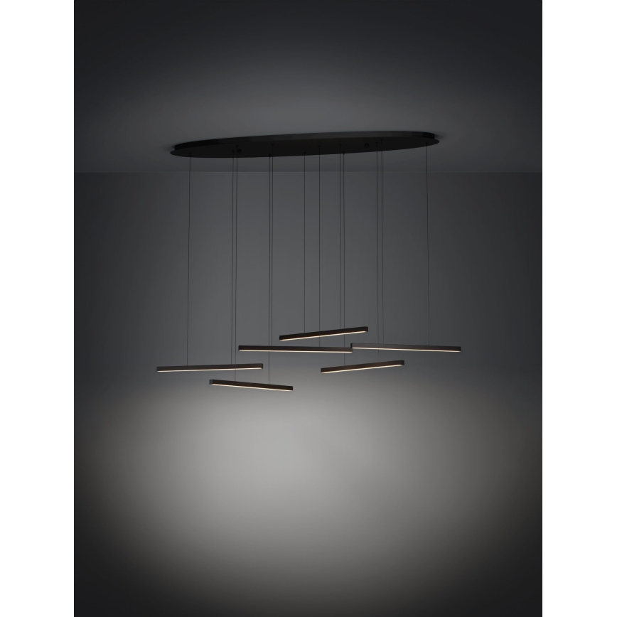 Eglo - LED ljusreglerad ljuskrona på textilsladd 6xLED/8,4W/230V 3000K svart