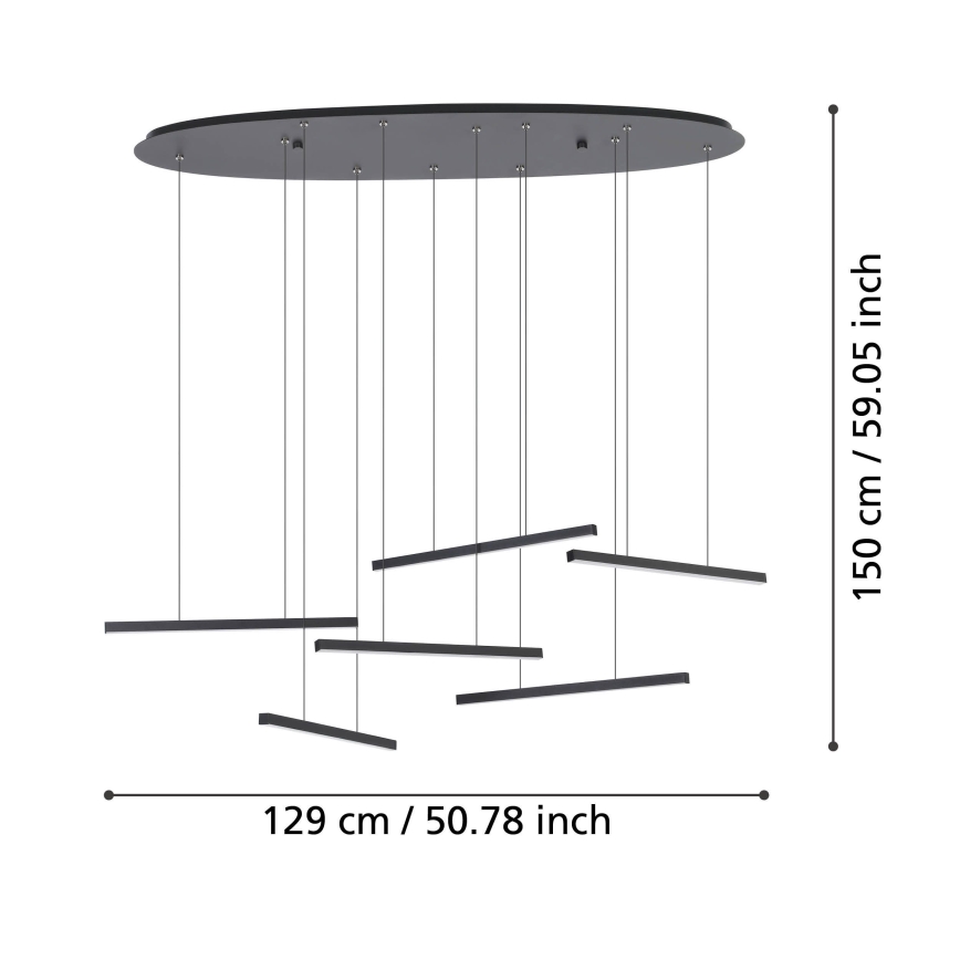 Eglo - LED ljusreglerad ljuskrona på textilsladd 6xLED/8,4W/230V 3000K svart