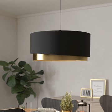 Eglo 39926 - Ljuskrona med textilsladd MANDERLINE 1xE27/40W/230V svart/guld