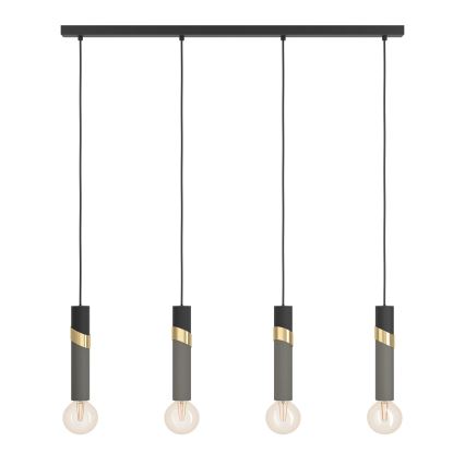 Eglo - Ljuskrona med textilsladd 4xE27/40W/230V svart/guld