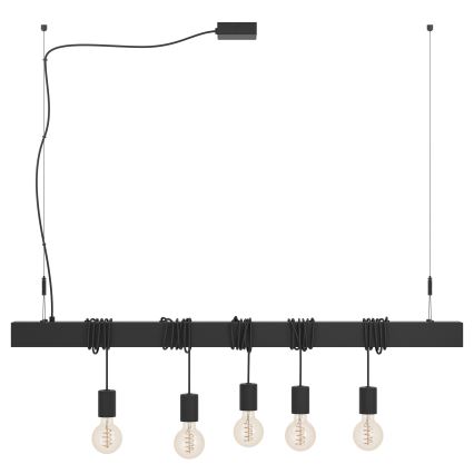 Eglo - Ljuskrona med textilsladd TOWNSHEND 5xE27/40W/230V svart