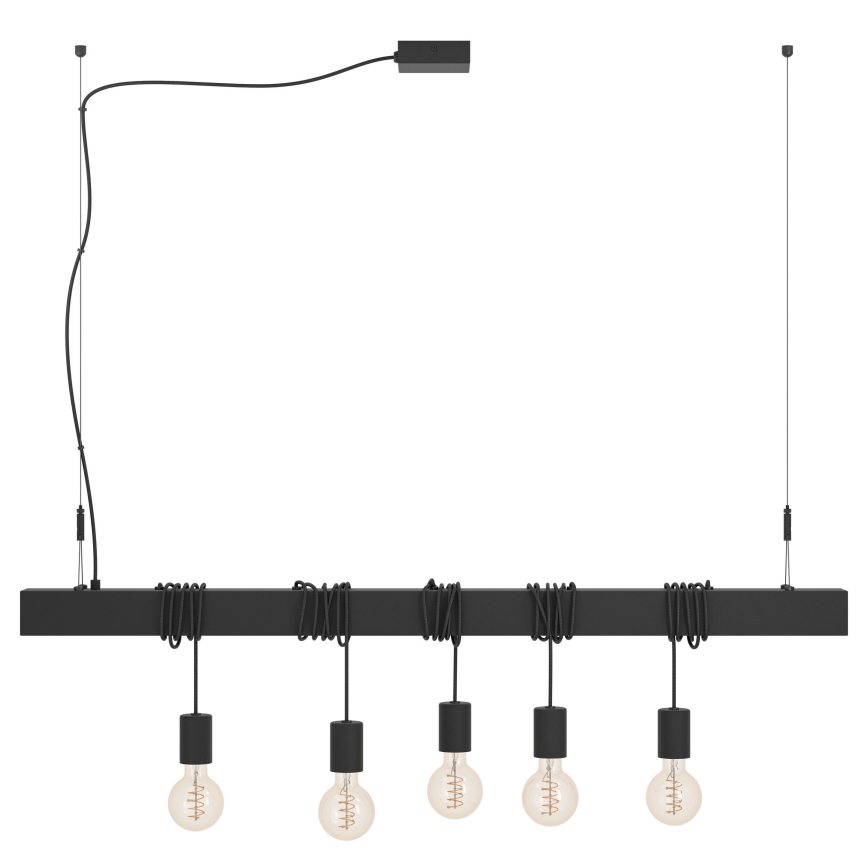 Eglo - Ljuskrona med textilsladd TOWNSHEND 5xE27/40W/230V svart