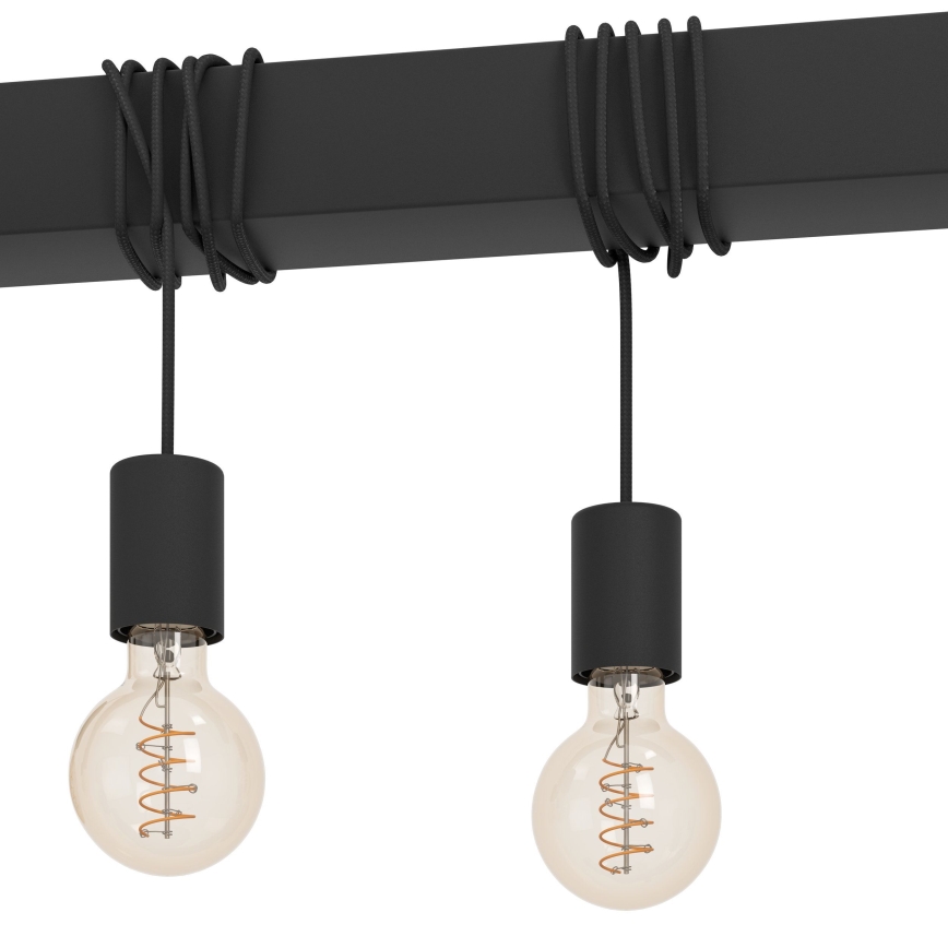 Eglo - Ljuskrona med textilsladd TOWNSHEND 5xE27/40W/230V svart