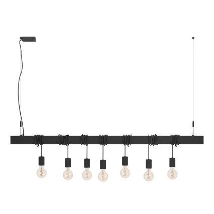 Eglo - Ljuskrona med textilsladd TOWNSHEND 7xE27/40W/230V svart
