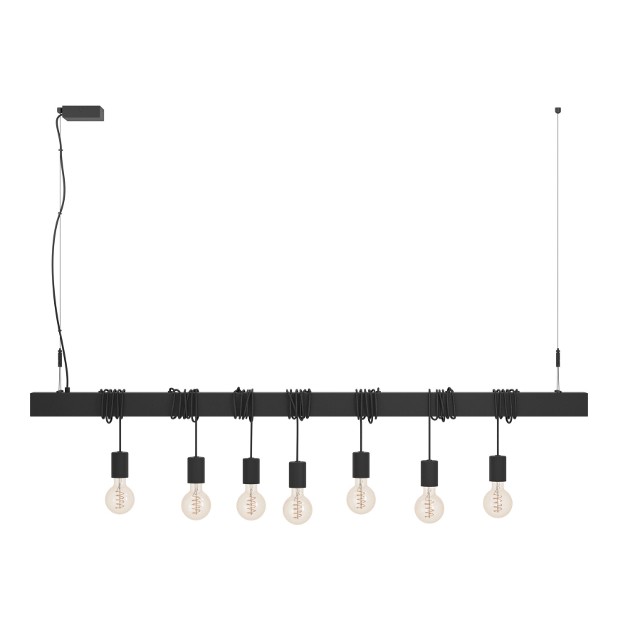 Eglo - Ljuskrona med textilsladd TOWNSHEND 7xE27/40W/230V svart