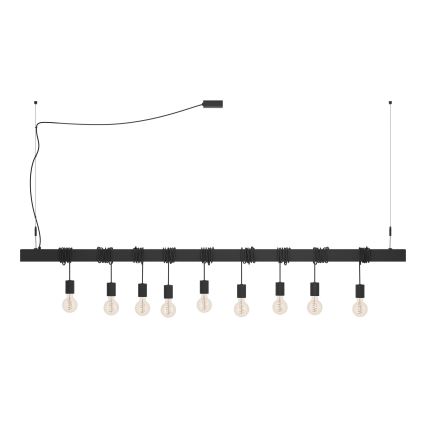 Eglo - Ljuskrona med textilsladd TOWNSHEND 9xE27/40W/230V svart