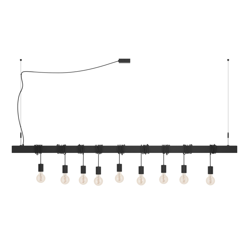 Eglo - Ljuskrona med textilsladd TOWNSHEND 9xE27/40W/230V svart