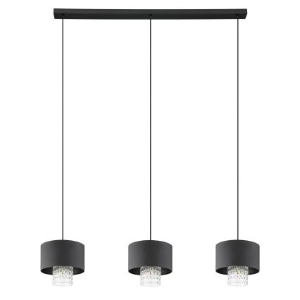 Eglo - Ljuskrona med textilsladd 3xE27/40W/230V svart