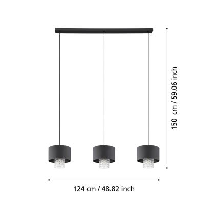 Eglo - Ljuskrona med textilsladd 3xE27/40W/230V svart