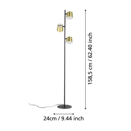 Eglo - LED golvlampa 3xGU10/4,6W/230V 3000K guld
