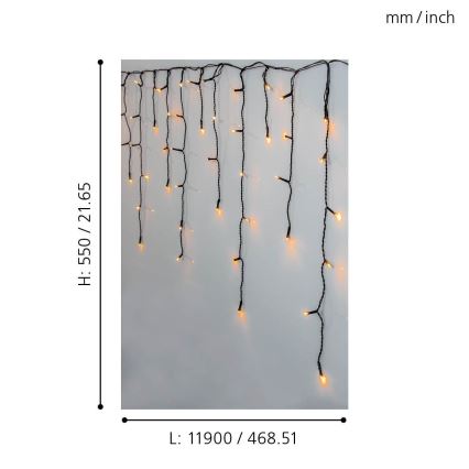 Eglo 410824 - LED utomhusslinga för julbelysning GOLDEN 480xLED/17x0,55m IP44 varmvit