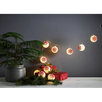 Eglo 411113 - LED julgirlang ORNAMENT 10xLED/3xAA 1,65m varmvit