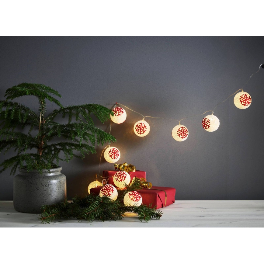 Eglo 411113 - LED julgirlang ORNAMENT 10xLED/3xAA 1,65m varmvit