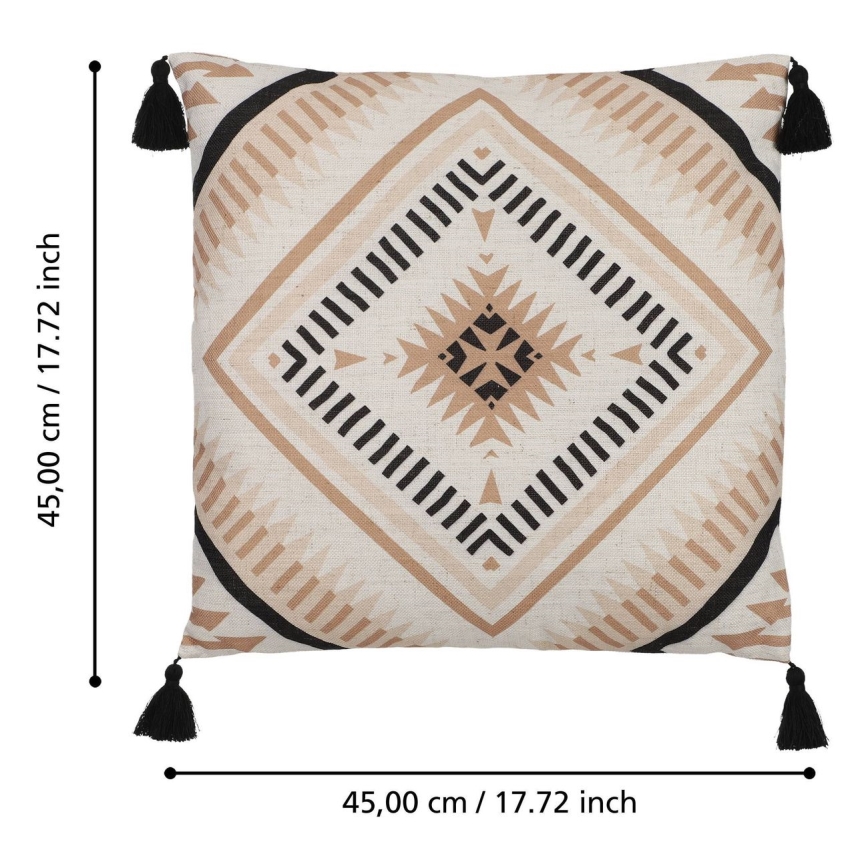 Eglo 420079 - Dekorativ kudde CHEVERY 45x45 cm beige/svart