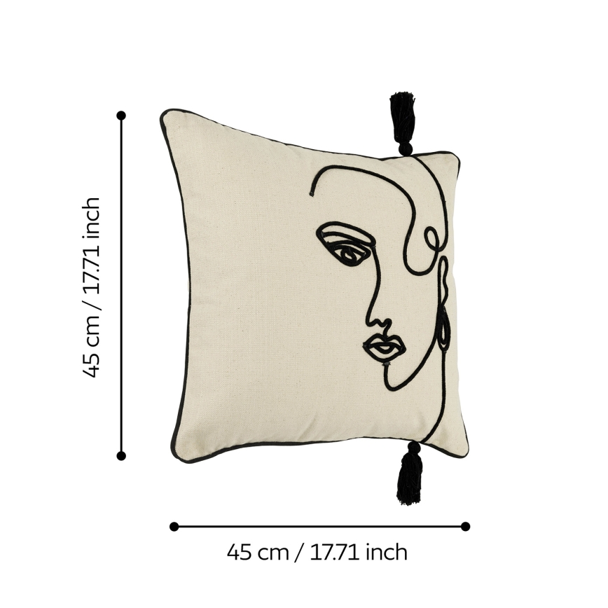 Eglo 420329 - Dekorativ kudde CHEVERY 45x45 cm krämvit/svart