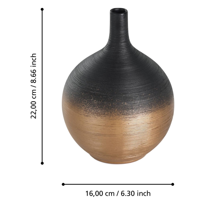 Eglo - Keramikvas 22x16 cm svart/guld
