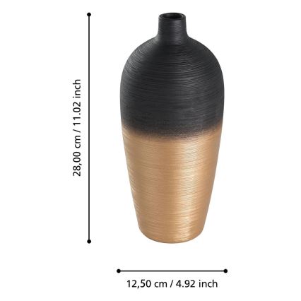 Eglo - Keramikvas 28x12,5 cm svart/guld