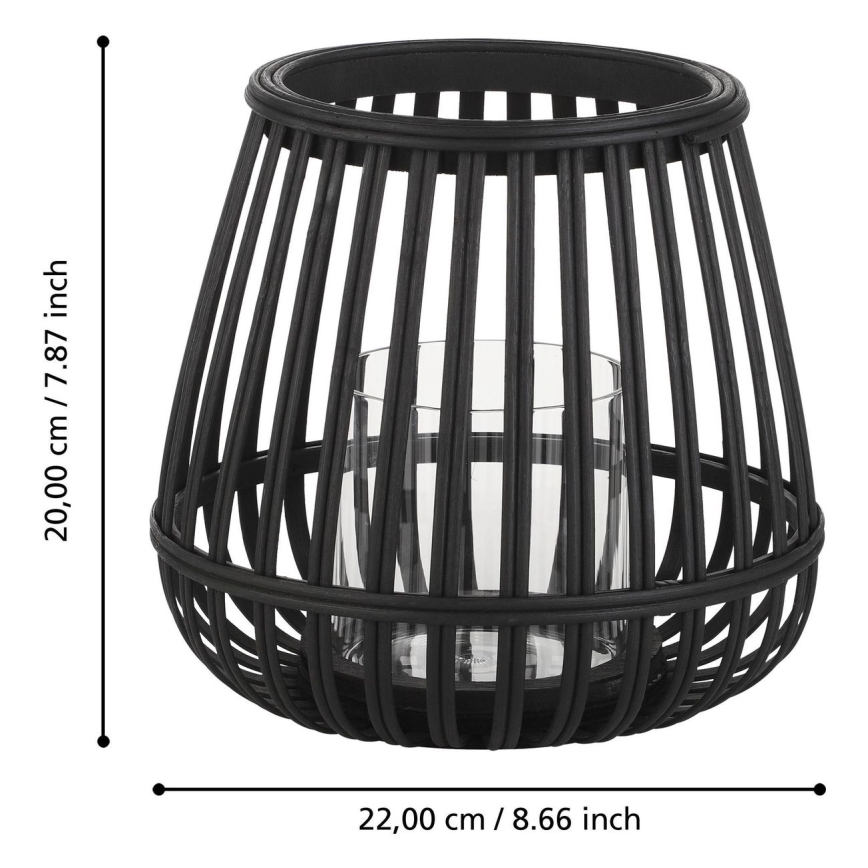 Eglo - Ljusstake 20x22 cm svart/bambu
