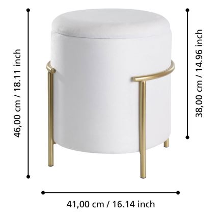 Eglo - Taburett 46x41 cm vit/guld
