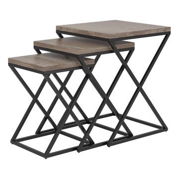 Eglo 424783 - Set med 3 sidobord CLONMANY, brun/svart