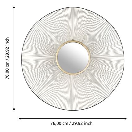 Eglo - Väggspegel Ø 76 cm guld/svart