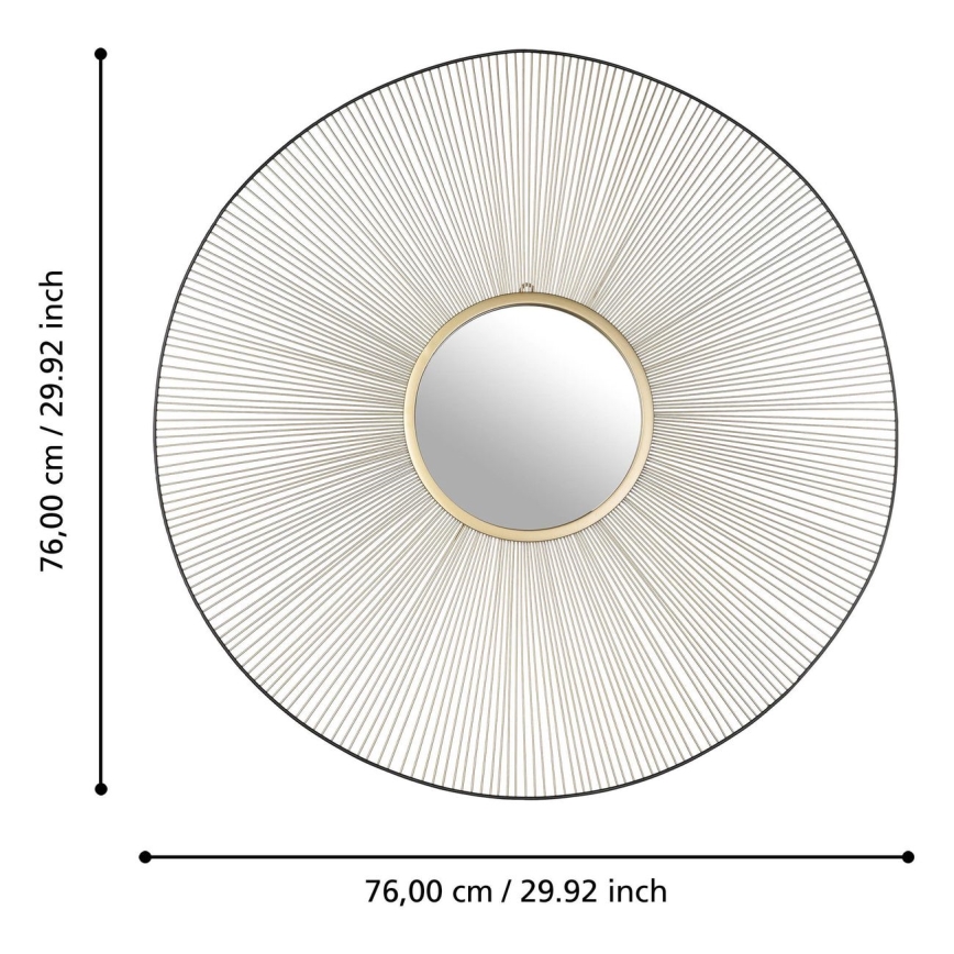 Eglo - Väggspegel Ø 76 cm guld/svart