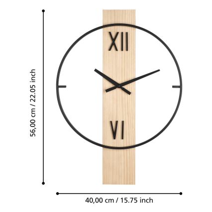 Eglo - Väggklocka 1xAA 56x40 cm trä/metall