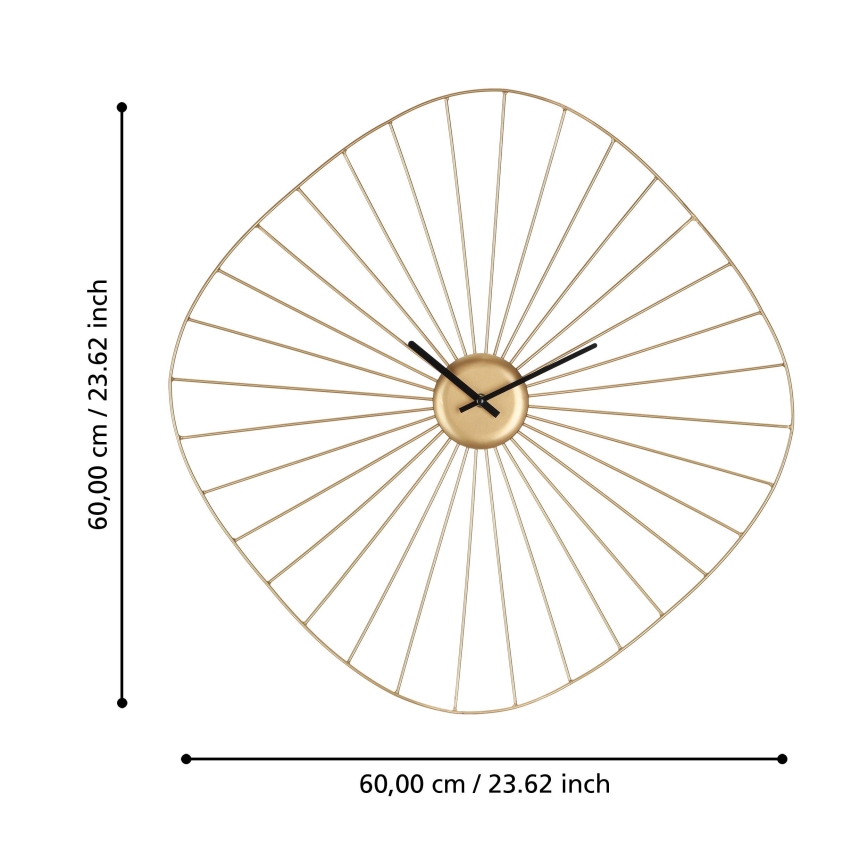 Eglo 425517 - Väggklocka MATSUMOTO 1xAA 60x60 cm guld