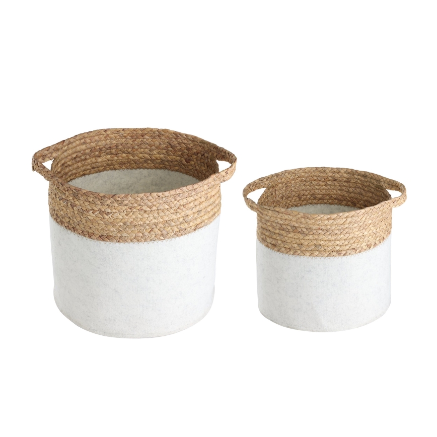 Eglo 426584 - Set om 2 dekorativa korgar NANAE 30x31 cm vit/beige