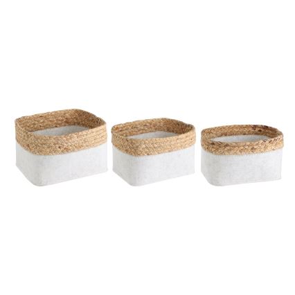 Eglo 426585 - Set med 3 dekorativa korgar NANAE 16x27 cm vit/beige