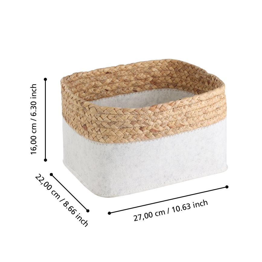 Eglo 426585 - Set med 3 dekorativa korgar NANAE 16x27 cm vit/beige