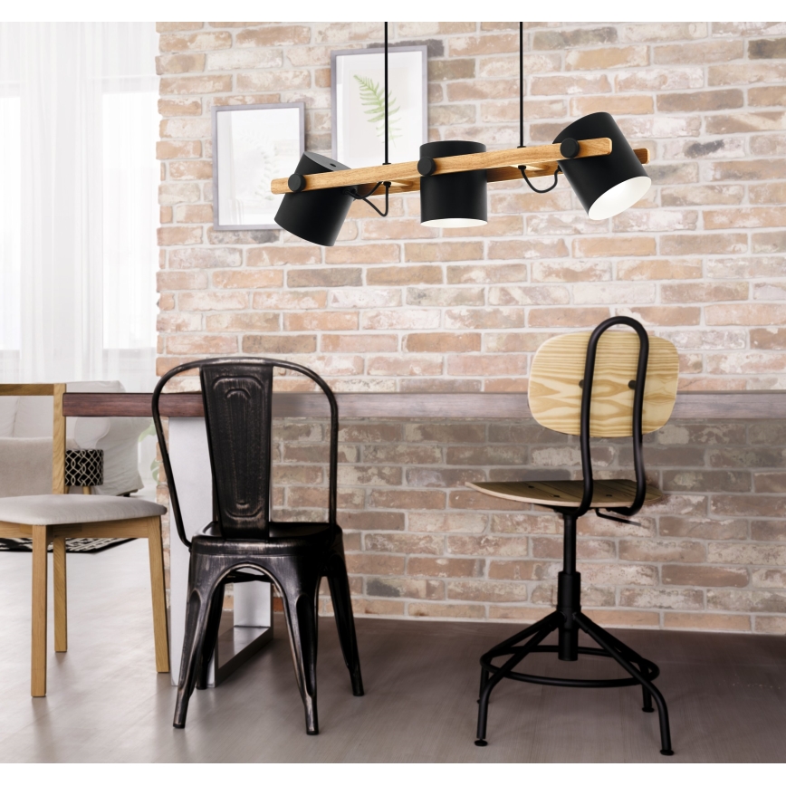 Eglo 43045 - Ljuskrona med snöre HORNTREE 3xE27/60W/230V