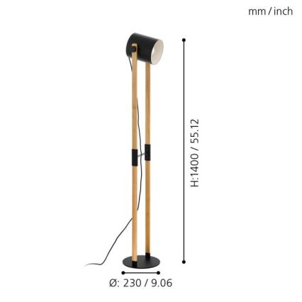 Eglo 43048 - Golvlampa HORNTREE 1xE27/28W/230V