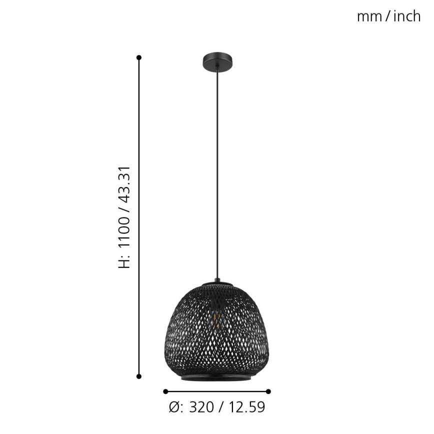 Eglo 43265 - Ljuskrona med snöre DEMBLEBY 1 1xE27/40W/230V