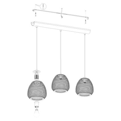 Eglo 43266 - Ljuskrona med snöre DEMBLEBY 1 3xE27/40W/230V