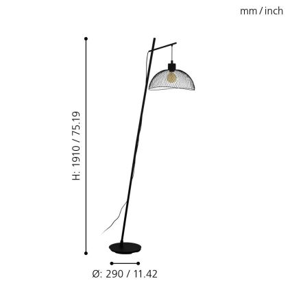 Eglo 43307 - Golvlampa POMPEYA 1xE27/60W/230V