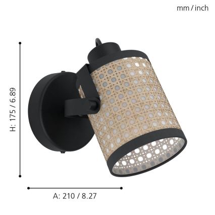 Eglo 43493 - Väggbelysning RUSCOMB 1xE27/10W/230V