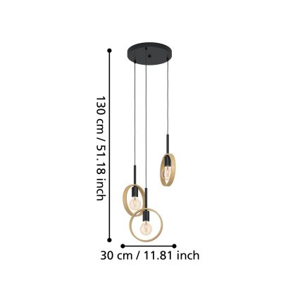 Eglo - Takkkrona på ett snöre  3xE27/40W/230V