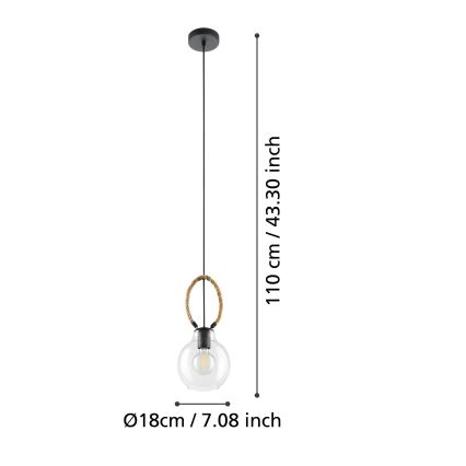 Eglo 43617 - Takpendel med kabel RODING 1xE27/40W/230V