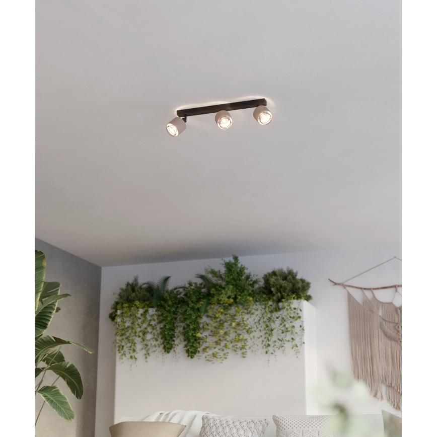 Eglo - Vägglampa 3xE14/40W/230V svart/beige