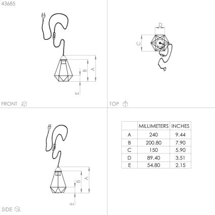 Eglo - Bordslampa med stickkontakt 1xE27/60W/230V