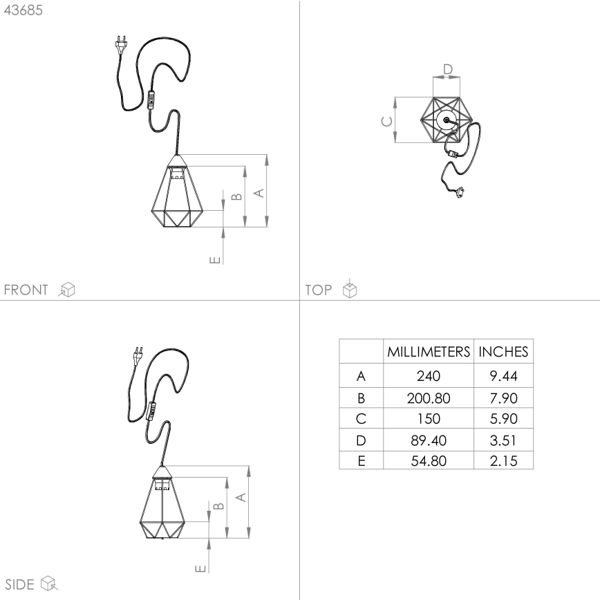 Eglo - Bordslampa med stickkontakt 1xE27/60W/230V
