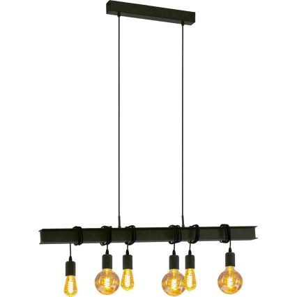 Eglo 43712 - Ljuskrona med textilsladd TOWNSHEND 6xE27/60W/230V svart