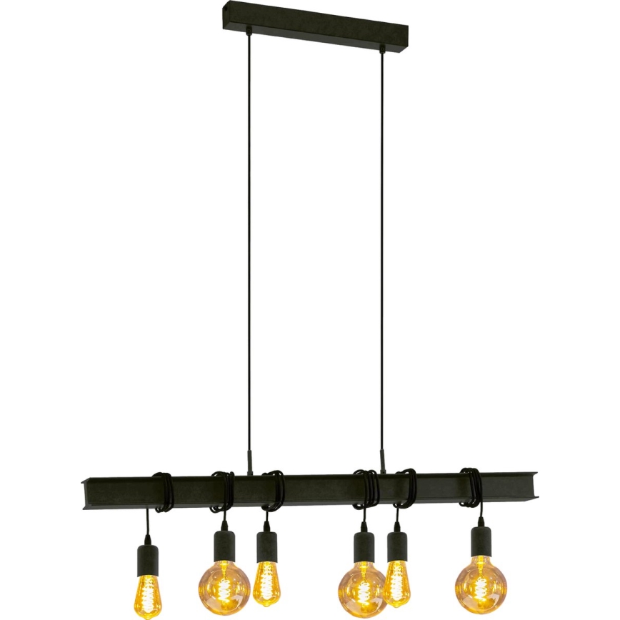 Eglo 43712 - Ljuskrona med textilsladd TOWNSHEND 6xE27/60W/230V svart