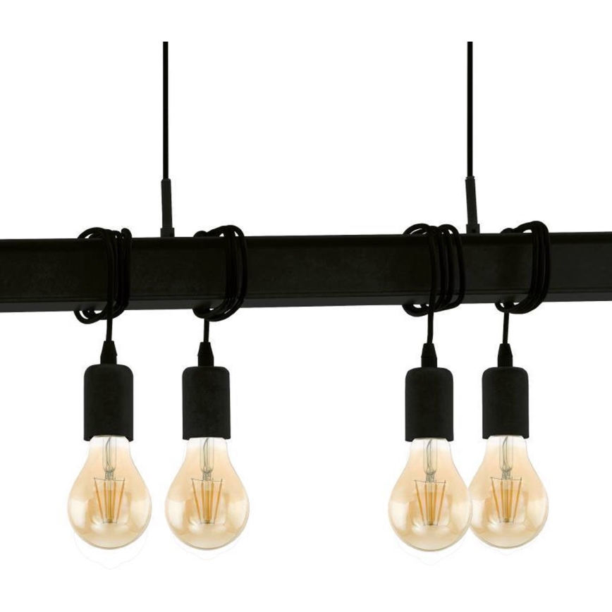Eglo 43712 - Ljuskrona med textilsladd TOWNSHEND 6xE27/60W/230V svart