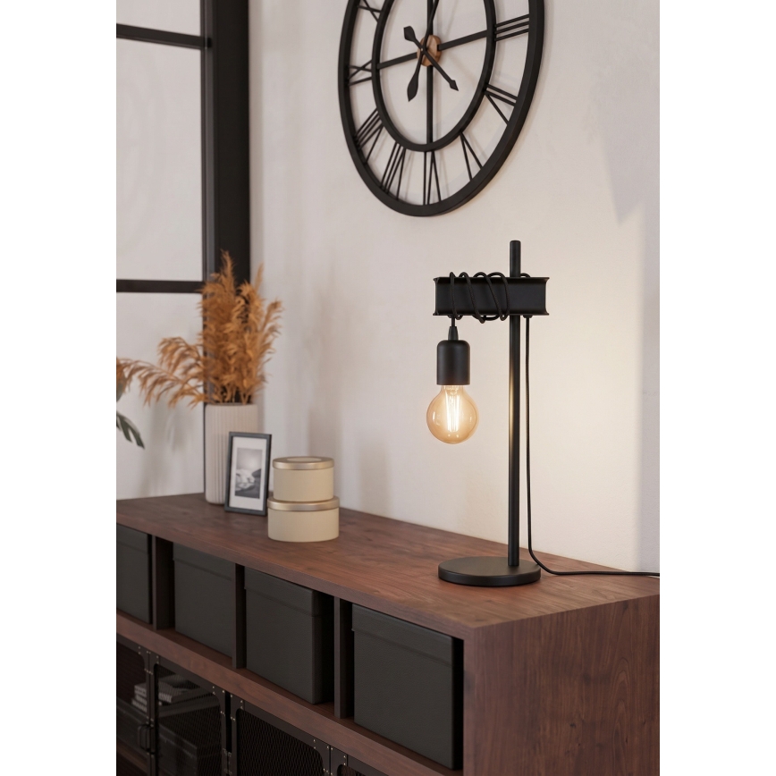 Eglo 43714 - Bordslampa TOWNSHEND 1xE27/10W/230V svart