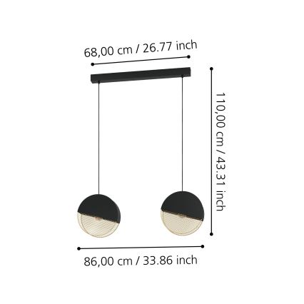 Eglo - Ljuskrona med textilsladd 2xE27/40W/230V