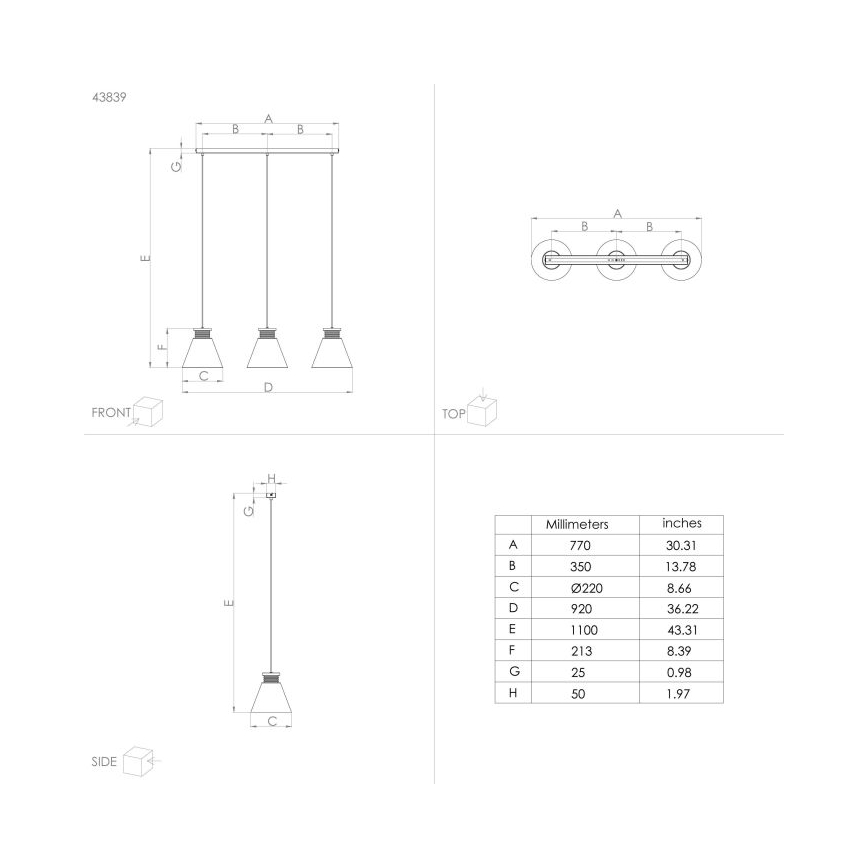 Eglo - Taklampa med 3xE27/40W/230V