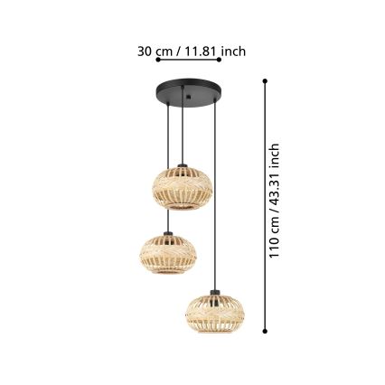 Eglo - Ljuskrona med textilsladd 3xE27/40W/230V diameter 48 cm